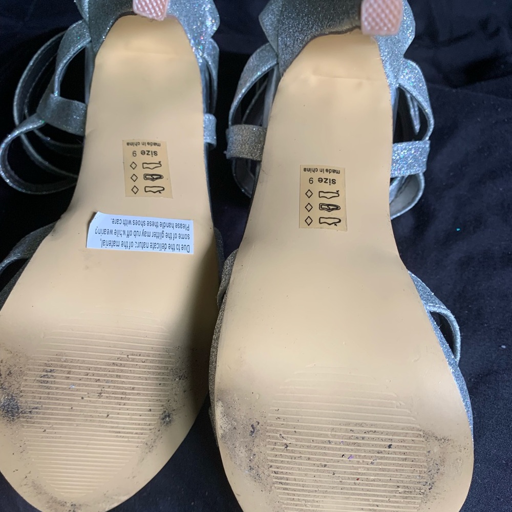 Silver heels worn once!
